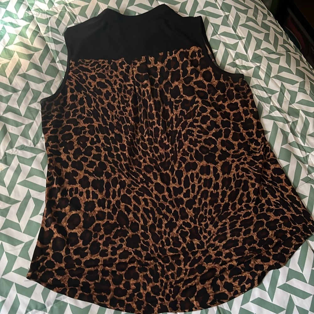 Perseption Concept Leopard Print Top Blouse Size L - image 5